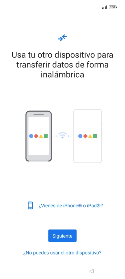 Sigue las indicaciones de la pantalla para transferir contenido desde otro teléfono.