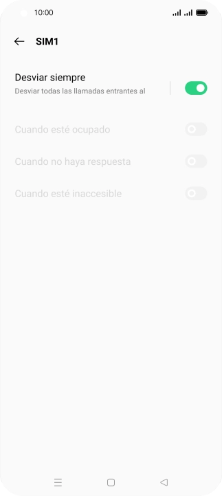 Pulsa el indicador junto al tipo de desvío deseado. Pulsa el indicador junto al tipo de desvío deseado.