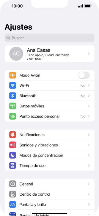 Pulsa Modos de concentración.