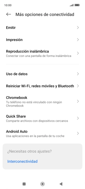 Pulsa Reiniciar Wi-Fi, redes móviles y Bluetooth.