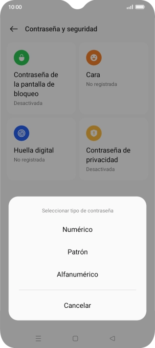 Pulsa el código de seguridad deseado y sigue las indicaciones de la pantalla para crear un código de seguridad del teléfono adicional.