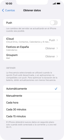 Si desactivas la función, pulsa el ajuste deseado.