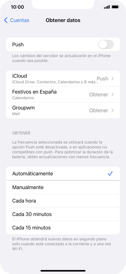 Si desactivas la función, pulsa el ajuste deseado.