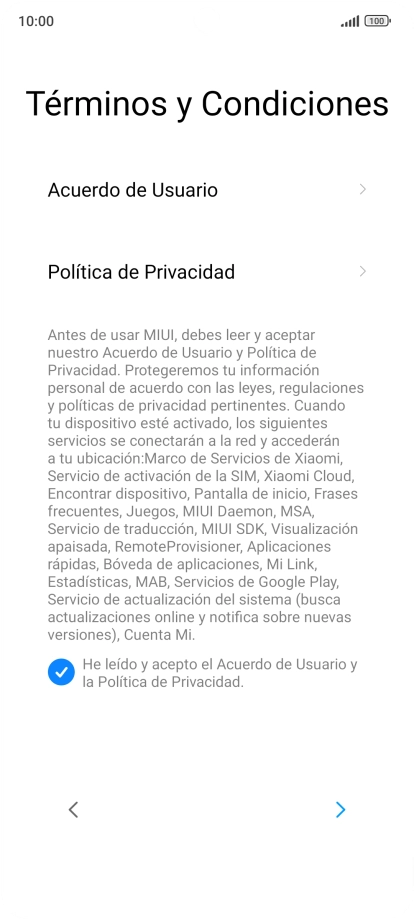 Pulsa la flecha hacia la derecha.