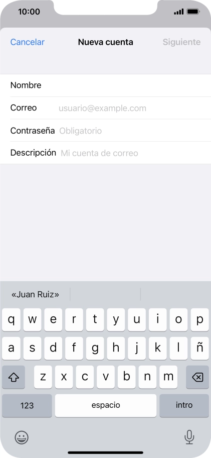 Pulsa Correo e introduce tu dirección de correo electrónico.