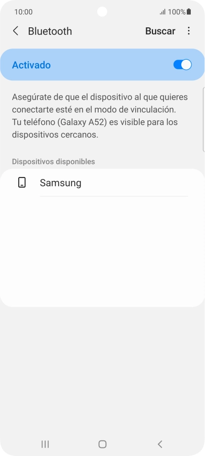 Pulsa el dispositivo Bluetooth deseado y sigue las indicaciones de la pantalla para vincular el dispositivo al teléfono.