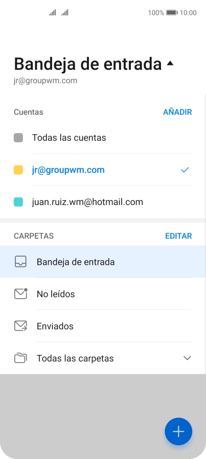Pulsa la cuenta de correo electrónico deseada.