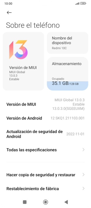 Pulsa Versión de MIUI.