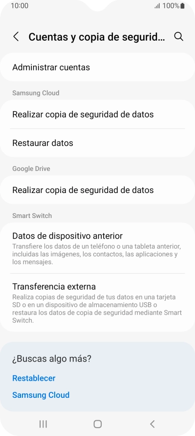 Pulsa Administrar cuentas.