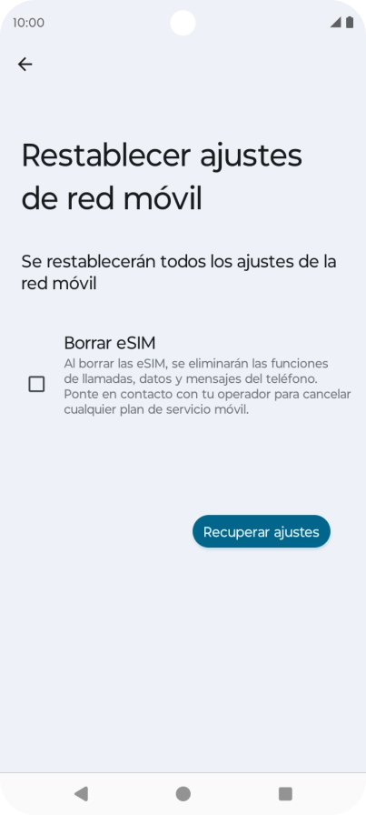 Pulsa Recuperar ajustes.