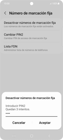 Introduce el código PIN2 y pulsa Aceptar.