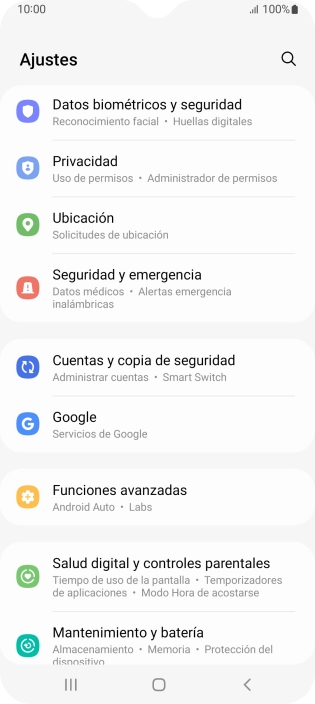 Pulsa Cuentas y copia de seguridad.