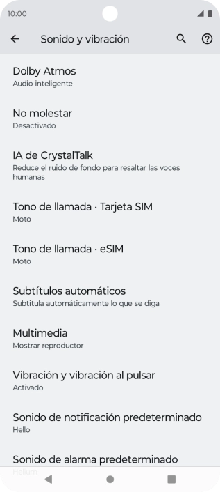 Pulsa Tono de llamada - Tarjeta SIM.