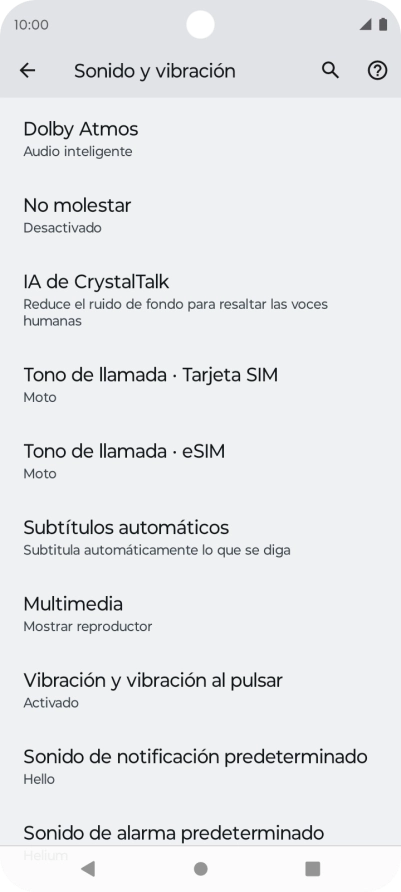 Pulsa Tono de llamada - Tarjeta SIM.