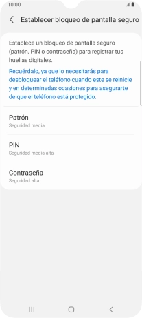 Pulsa el código de seguridad deseado y sigue las indicaciones de la pantalla para crear un código de seguridad del teléfono adicional.