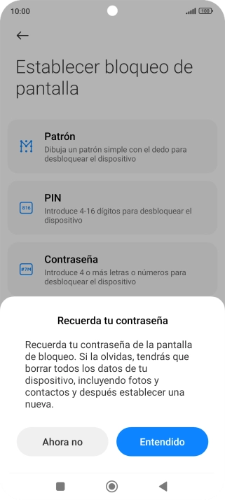 Pulsa Entendido y sigue las indicaciones de la pantalla para crear un código de seguridad del teléfono adicional.