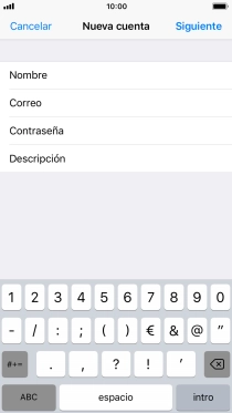 Pulsa Descripción e introduce el nombre de la cuenta de correo electrónico.