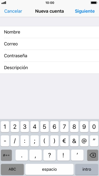 Pulsa Descripción e introduce el nombre de la cuenta de correo electrónico.