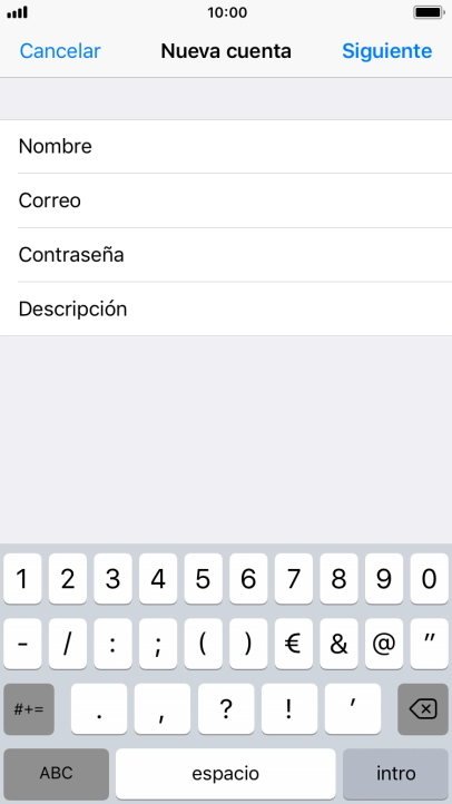 Pulsa Descripción e introduce el nombre de la cuenta de correo electrónico.