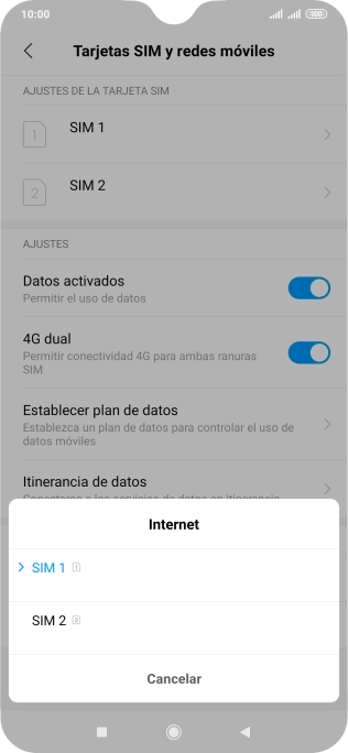 Pulsa la tarjeta SIM deseada.