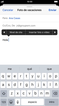 Pulsa Insertar foto o vídeo y sigue las indicaciones de la pantalla para adjuntar una fotografía o un videoclip.