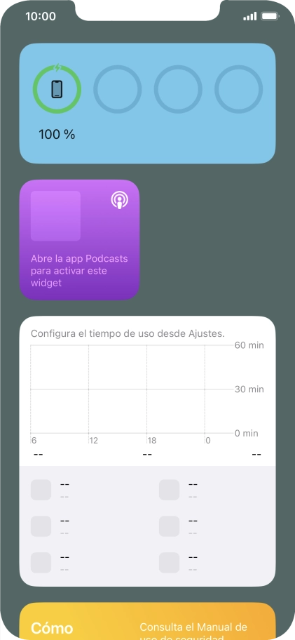 Pulsa el grupo de widgets deseado durante unos instantes.
