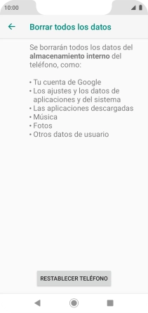 Pulsa RESTABLECER TELÉFONO.