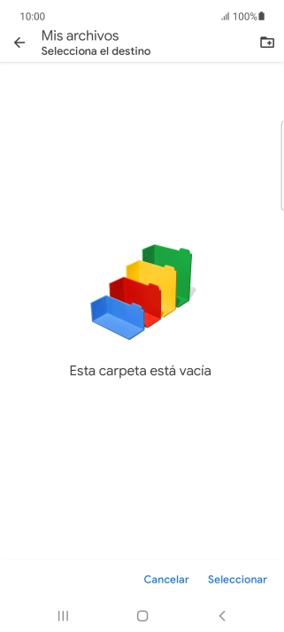 Si deseas crear una nueva carpeta, pulsa el icono de nueva carpeta y sigue las indicaciones de la pantalla para crearla.