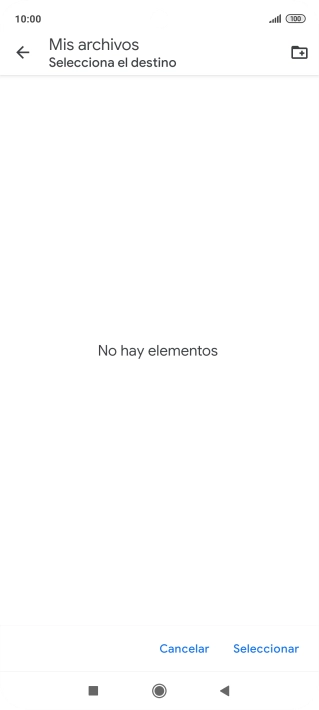 Si deseas crear una nueva carpeta, pulsa el icono de nueva carpeta y sigue las indicaciones de la pantalla para crearla.