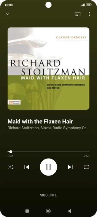 Pulsa la flecha hacia la derecha para ir al archivo de música siguiente.