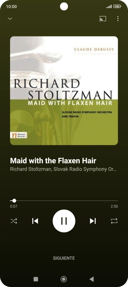 Pulsa la flecha hacia la derecha para ir al archivo de música siguiente.