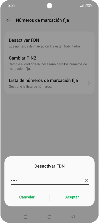 Introduce el código PIN2 y pulsa Aceptar.