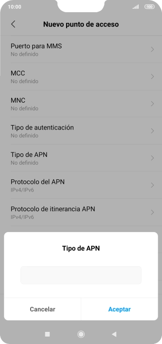 Introduce default y pulsa Aceptar.