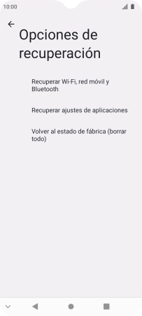 Pulsa Recuperar Wi-Fi, red móvil y Bluetooth.