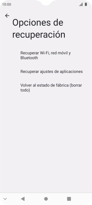 Pulsa Recuperar Wi-Fi, red móvil y Bluetooth.