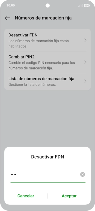 Introduce el código PIN2 y pulsa Aceptar.