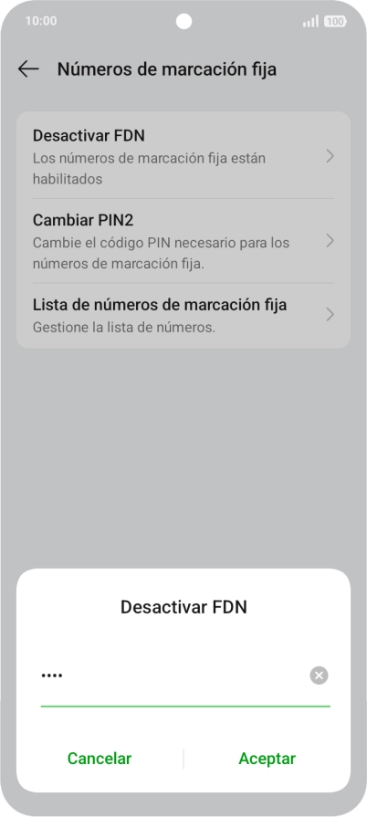 Introduce el código PIN2 y pulsa Aceptar.