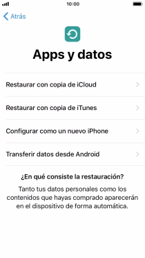 Pulsa Configurar como un nuevo iPhone y sigue las indicaciones de la pantalla para finalizar la activación del teléfono.