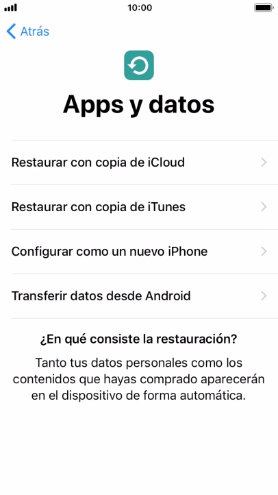 Pulsa Configurar como un nuevo iPhone y sigue las indicaciones de la pantalla para finalizar la activación del teléfono.