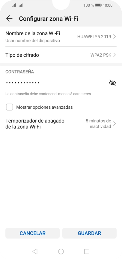 Pulsa Nombre de la zona Wi-Fi.