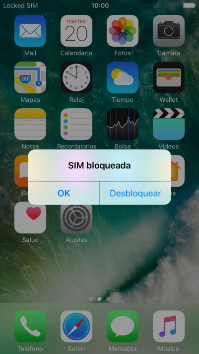 Si la tarjeta SIM no está desbloqueada, pulsa Desbloquear. Si la tarjeta SIM no está desbloqueada, pulsa Desbloquear.