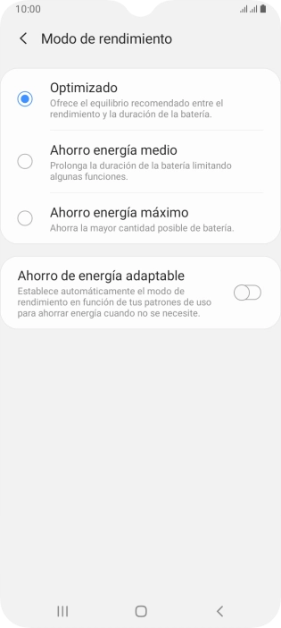 Pulsa el modo de ahorro de energía deseado.