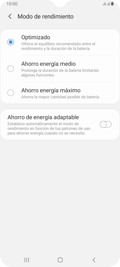 Pulsa el modo de ahorro de energía deseado.