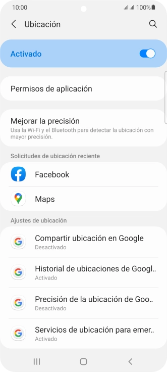 Pulsa Permisos de aplicación.