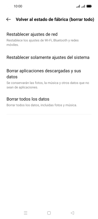 Pulsa Borrar todos los datos.