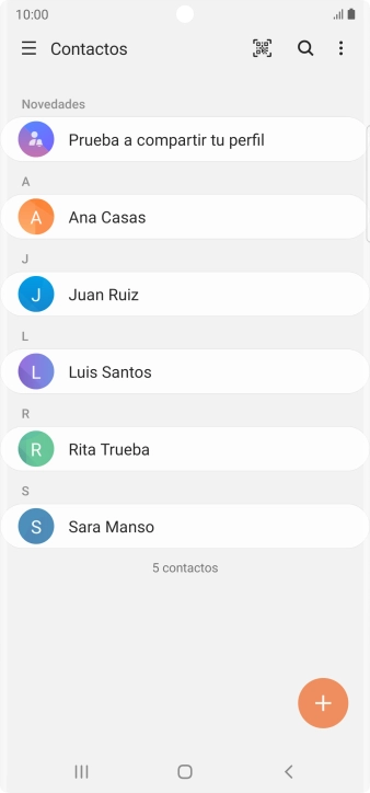 Pulsa el icono de nuevo contacto.