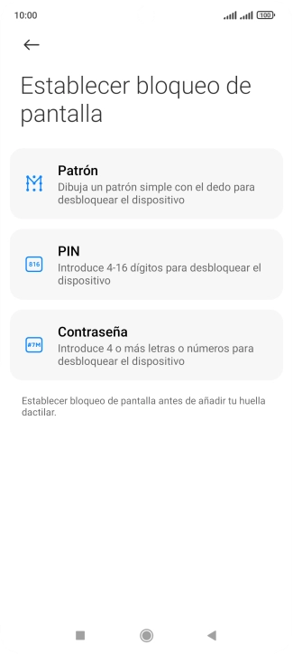 Pulsa el código de seguridad deseado.