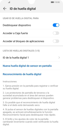 Pulsa el indicador junto a los ajustes deseados para activarlos o desactivarlos.