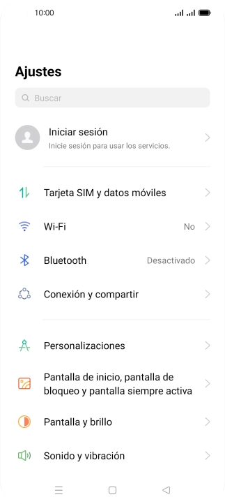Pulsa Tarjeta SIM y datos móviles.