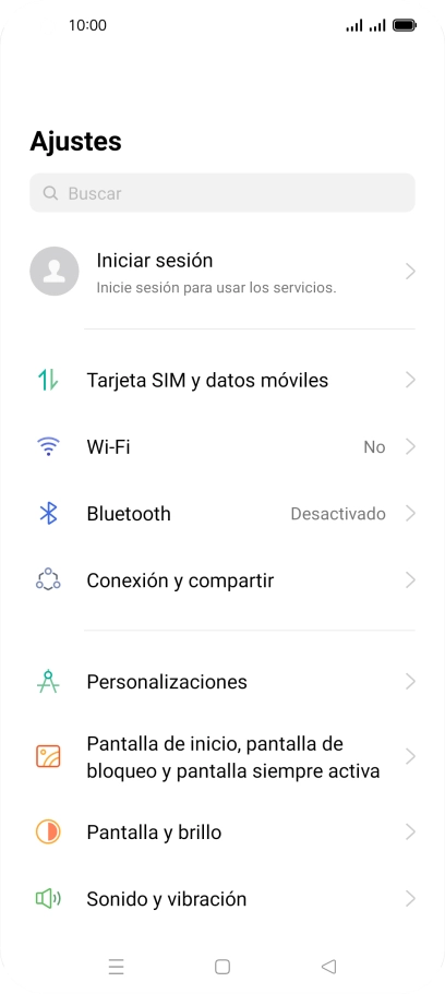 Pulsa Tarjeta SIM y datos móviles.